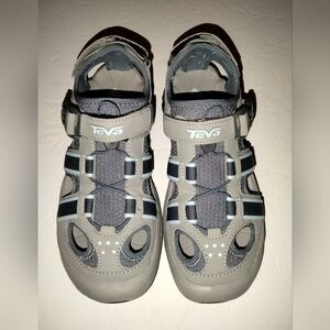 Teva (Size 7) Gray & Blue Cutout Outdoor/Hiking Omniun Sport Sandals (Like New)